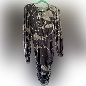 YFB Grey Tie Dye Ruched Midi Dress